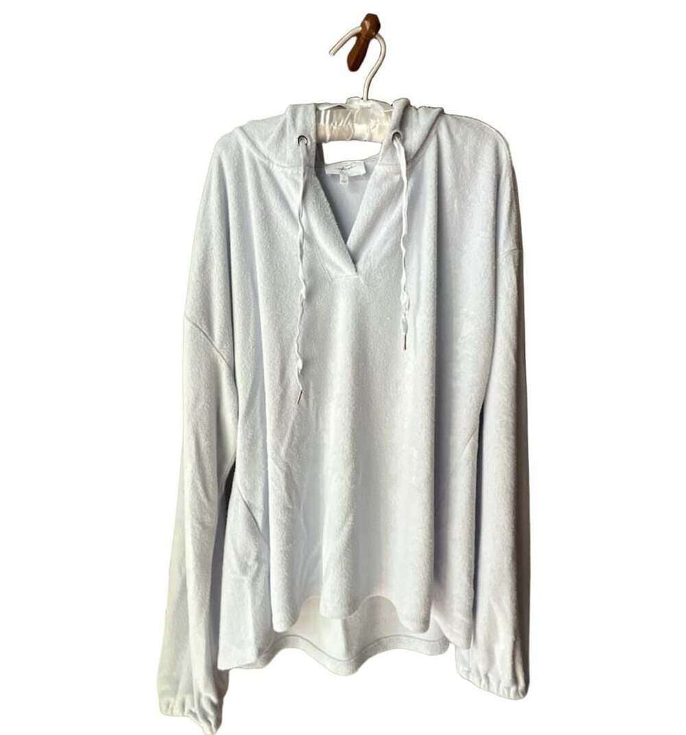 Soma Weekend V-Neck Hooded Sweatshirt Size L Blue Terry